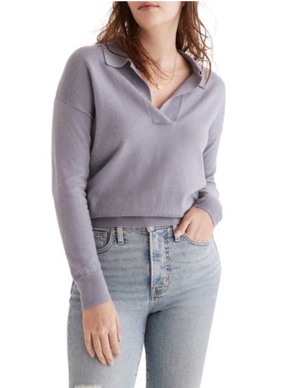 Madewell Polo Merino Wool Cropped Sweater